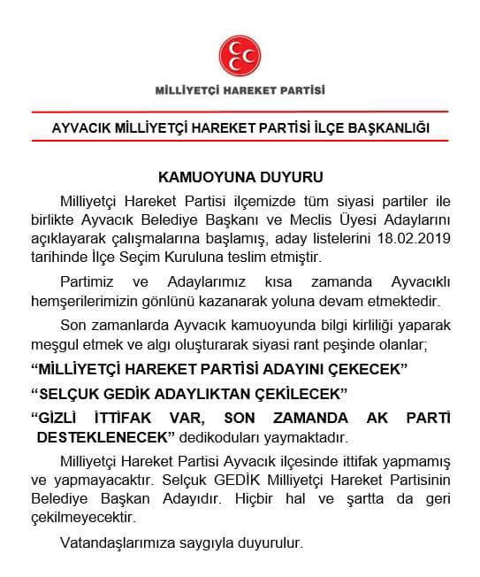 ayvacık selcuk gedik