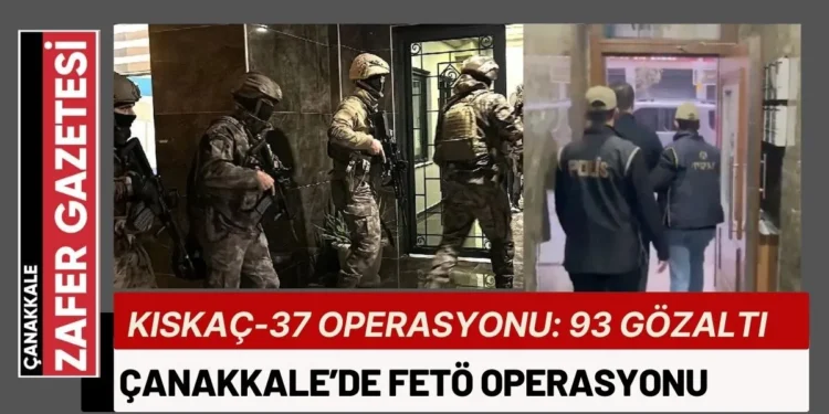 Çanakkale dahil 29 İlde Yapılan FETÖ operasyonunda 93 şüpheli gözaltına alındı 1 operasyon feto
