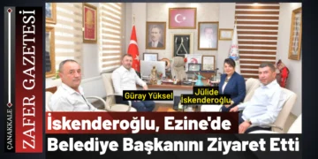 İskenderoğlu, Ezine Belediye Başkanı Güray Yüksel’i makamında ziyaret etti