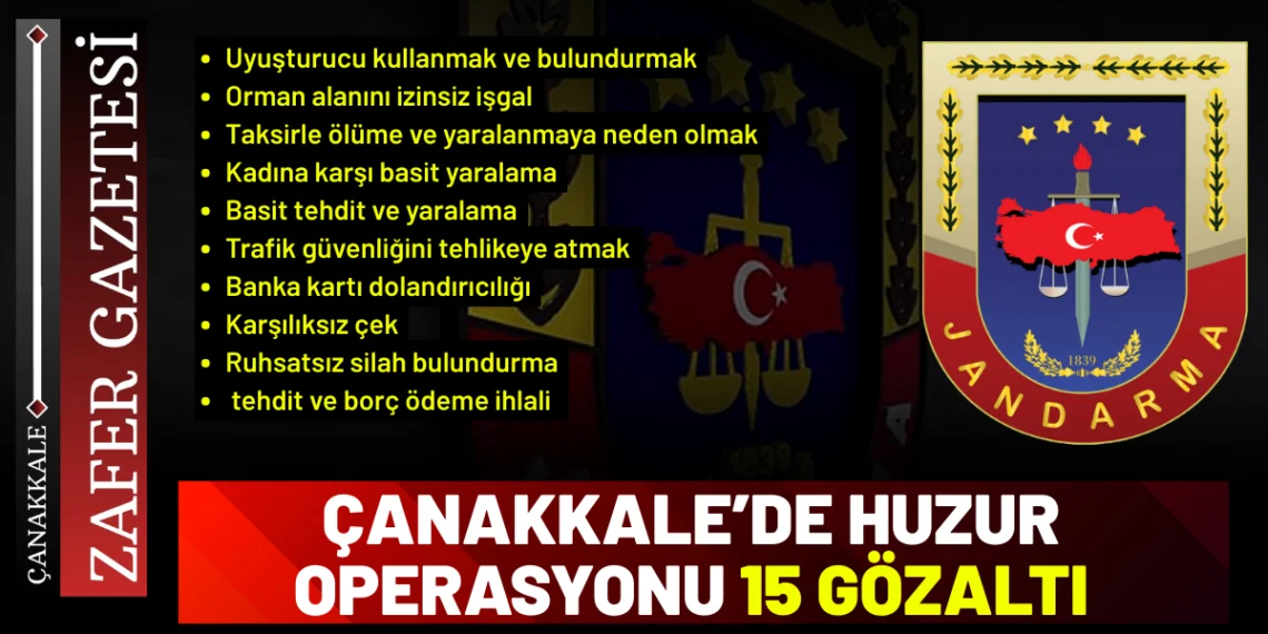Çanakkale’de Huzur Operasyonu: Aranan 15 Kişi Yakalandı