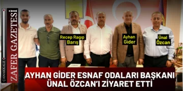 AK Parti Çanakkale Milletvekili Ayhan Gider, Çanakkale Esnaf Odaları Birliği Başkanı Ünal Özcan’ı makamında ziyaret etti.