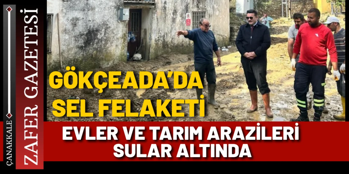 Gökçeada’da Şiddetli Yağış Hayatı Felç Etti