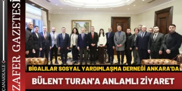 Çanakkale Bigalılar Sosyal Yardımlaşmma Derneği Bülent Turan’ı Makamında Ziyaret Etti