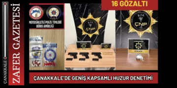 Çanakkale’de Geniş Kapsamlı Huzur Denetimi: 16 Aranan Kişi Gözaltında